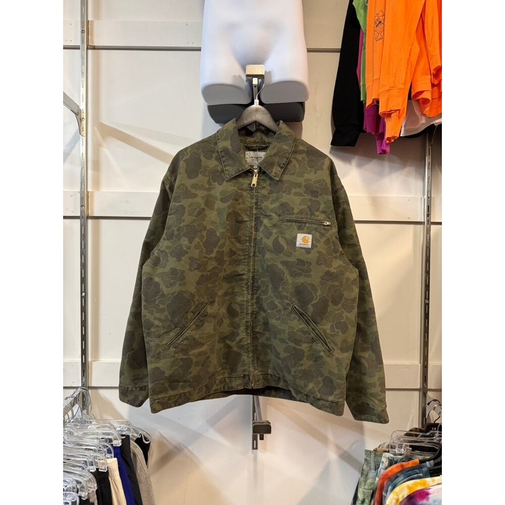 Carhartt WIP Duck Camo Canvas Detroit Jacket Work in Progress Lined Vintage
